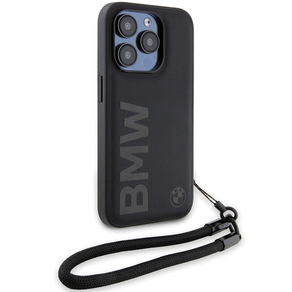 Husa pentru iPhone 15 Pro Max, Signature Leather Wordmark Cord, BMW - Negru mat - 3 | YEO