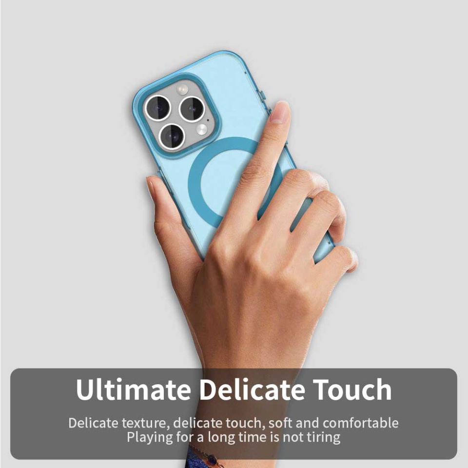 Husa pentru iPhone 15 Pro Max, SKYDDAR INOVATION, CandyCase, Magsafe, set cu sticker, Albastru - 3 | YEO