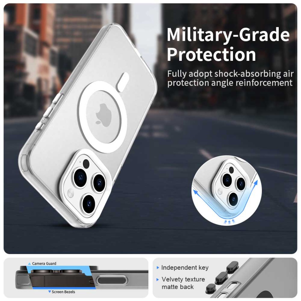 Husa pentru iPhone 15 Pro Max, SKYDDAR INOVATION, CandyCase, Magsafe, set cu sticker, Alb - 1 | YEO