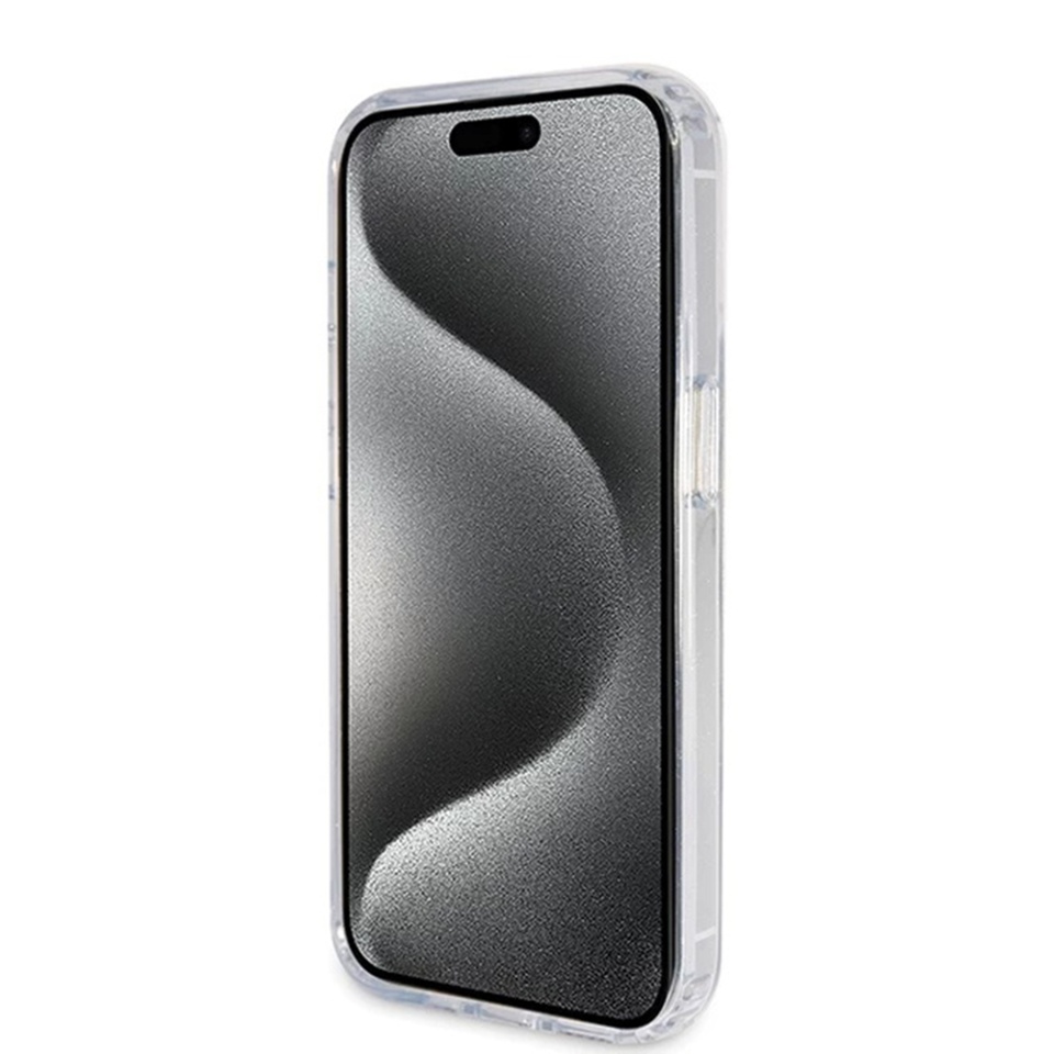 Husa pentru iPhone 15 Pro Ring Stand Script Glitter, Guess - Transparenta - 1 | YEO