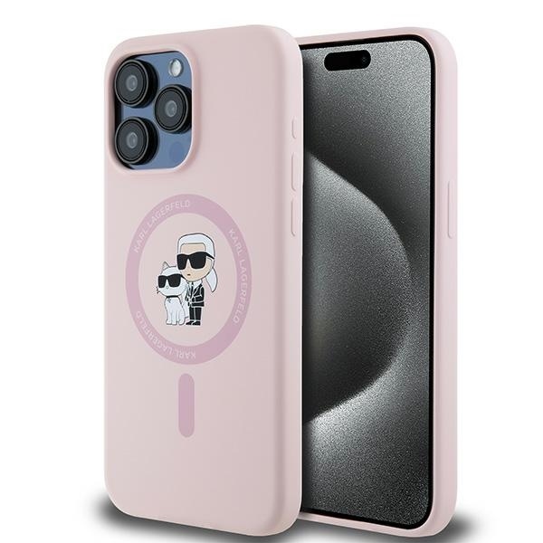 Husa pentru iPhone 15 Pro, Silicone MagSafe, Karl Lagerfeld - Roz