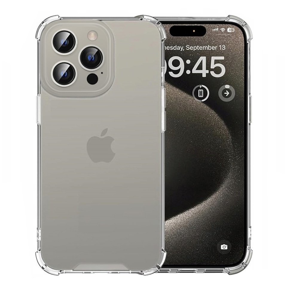 Husa pentru iPhone 15 Pro , SKYDDAR INNOVATION, Shockproof Clear din Silicon Slim, Transparenta, set cu sticker