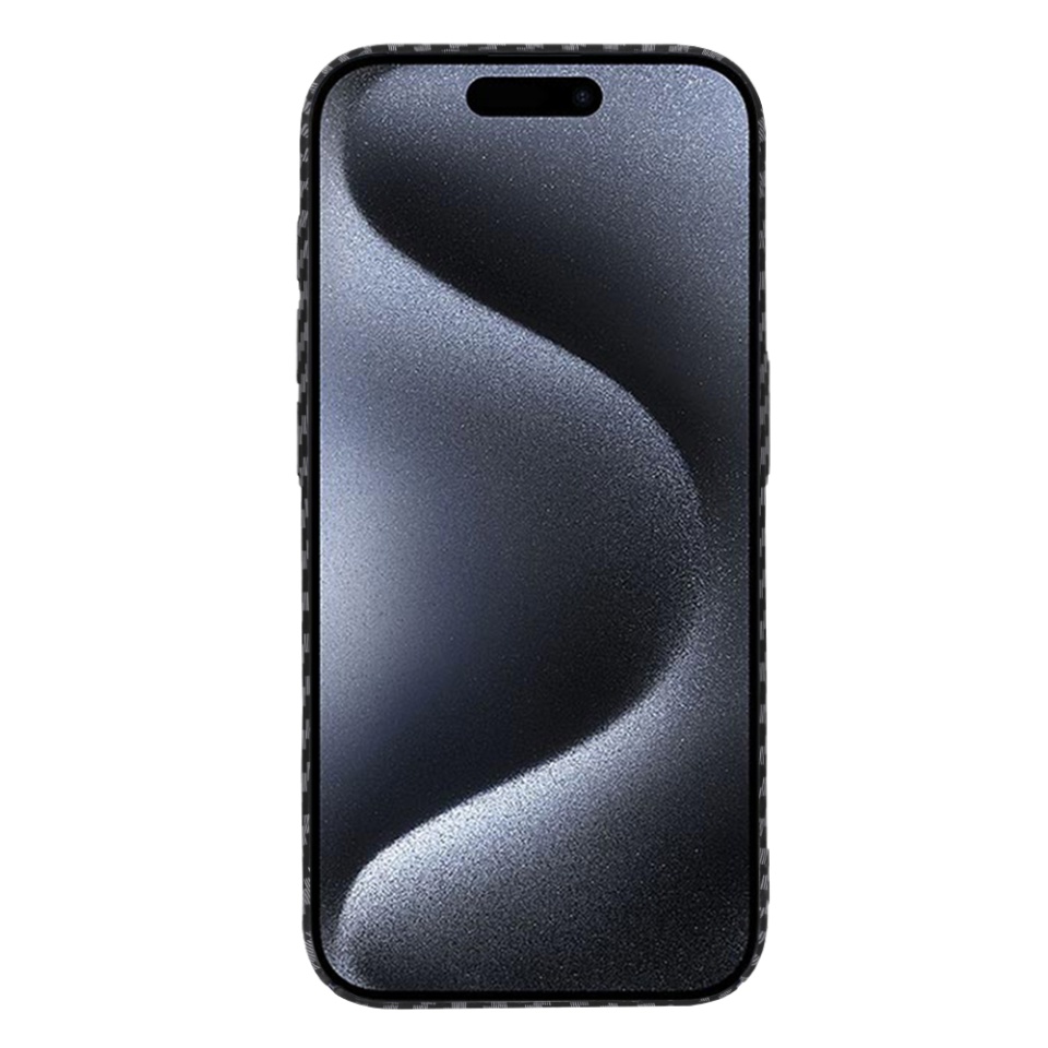 Husa pentru iPhone 15 Pro, SKYDDAR INNOVATION, textura carbon, Carbonite FiberShell, Negru, set cu sticker - 1 | YEO