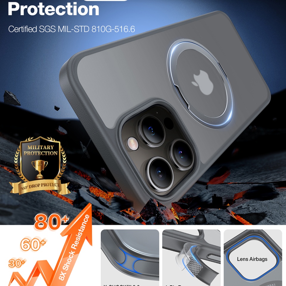 Husa pentru iPhone 15 Pro, Torras Ostand Pro MagSafe, Gri - 3 | YEO