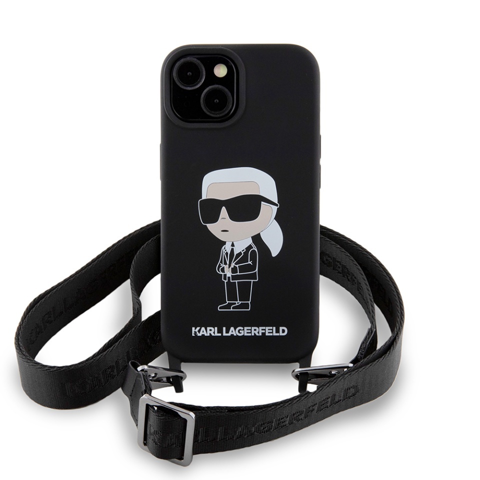 Husa pentru iPhone 15, Silicone, Karl Lagerfeld, Negru - 1 | YEO