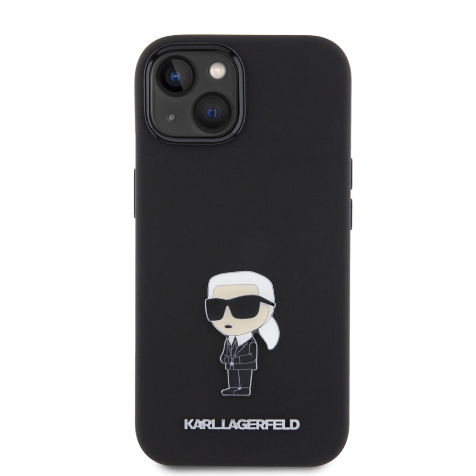 Husa pentru iPhone 15, Silicone, Karl Lagerfeld, Negru - 1 | YEO