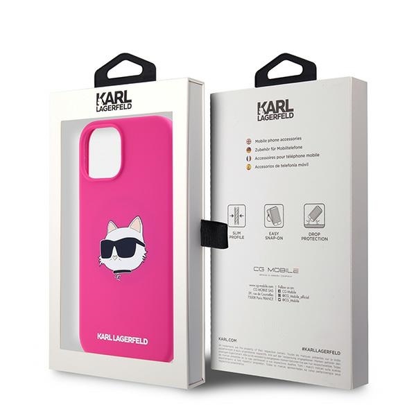 Husa pentru iPhone 15, Silicone MagSafe, Karl Lagerfeld - Fucsia - 7