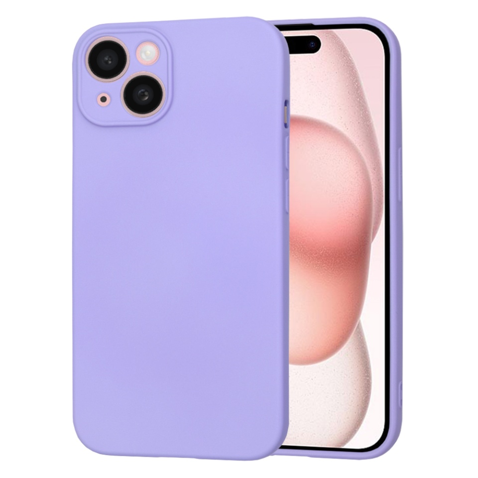 Husa pentru iPhone 15, SKYDDAR INNOVATION, din Silicon Catifelat, SoftElegance , Violet, set cu sticker