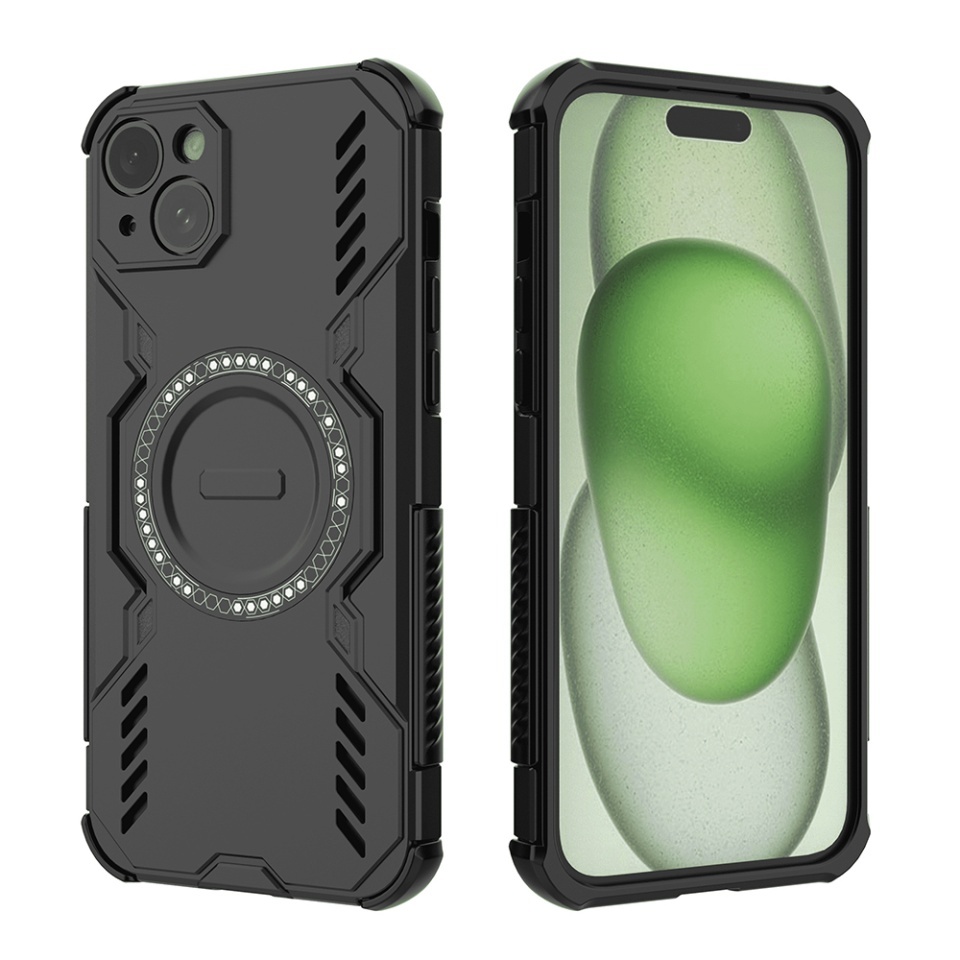 Husa pentru iPhone 15, SKYDDAR INOVATION, ArmorMag, Magsafe, set cu sticker, Negru - 1 | YEO