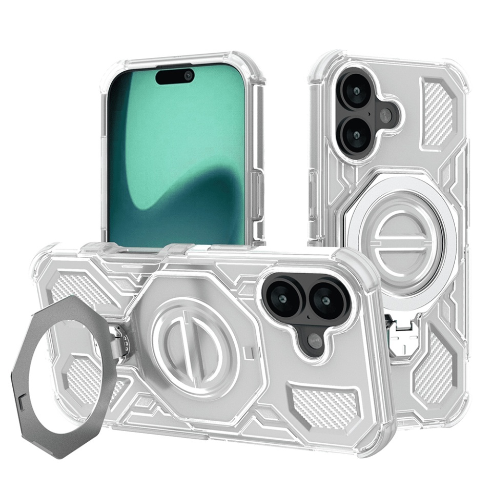 Husa pentru iPhone 16, Antisoc, SKYDDAR INOVATION, Carbon Shield PRO, Magsafe, set cu sticker, Alb