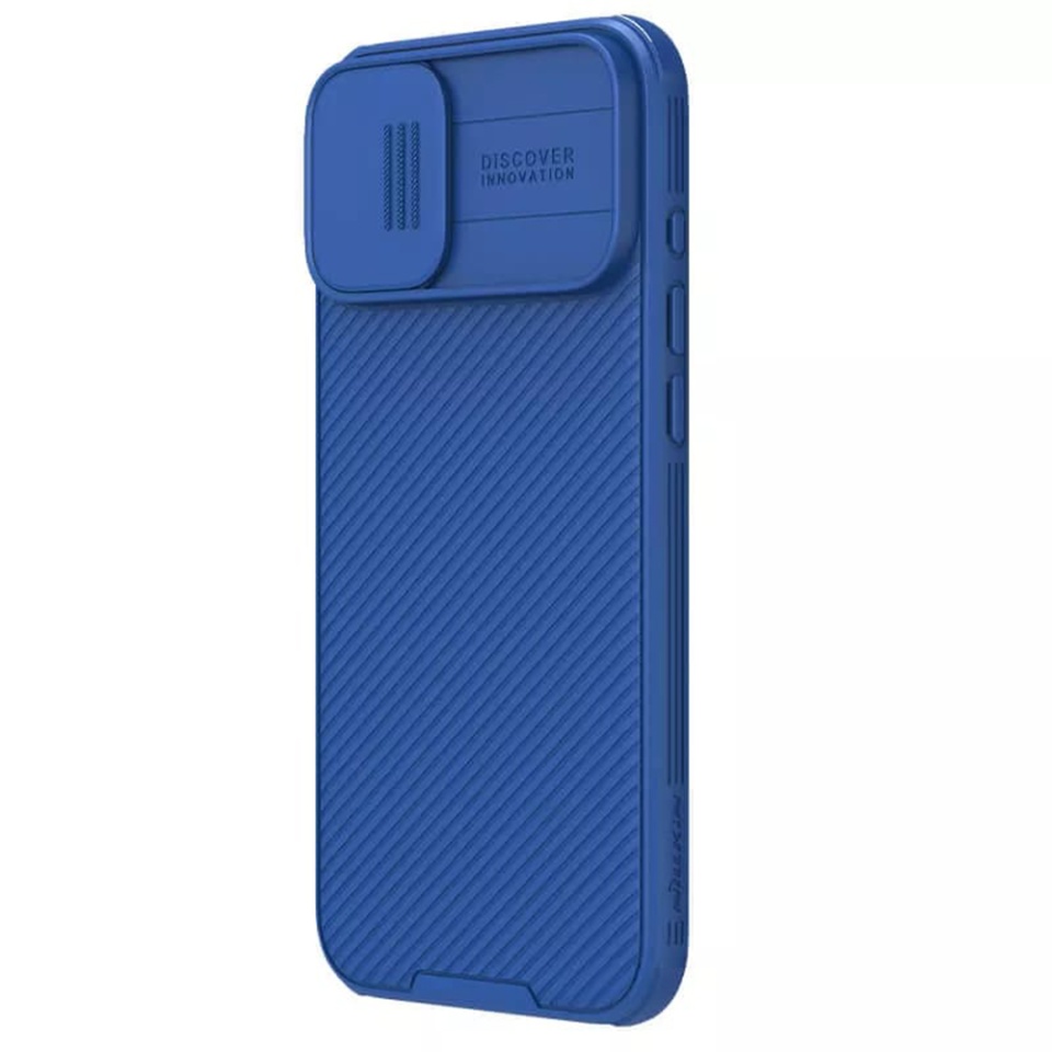 Husa pentru iPhone 16 cu inel magnetic si protectie camera Nillkin CamShield - Albastru - 1 | YEO