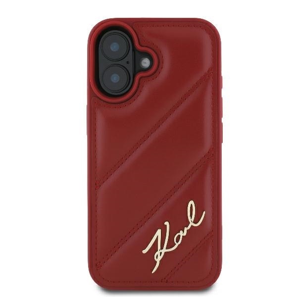 Husa pentru iPhone 16, Diagonal Quilted, Karl Lagerfeld, Rosu - 2 | YEO