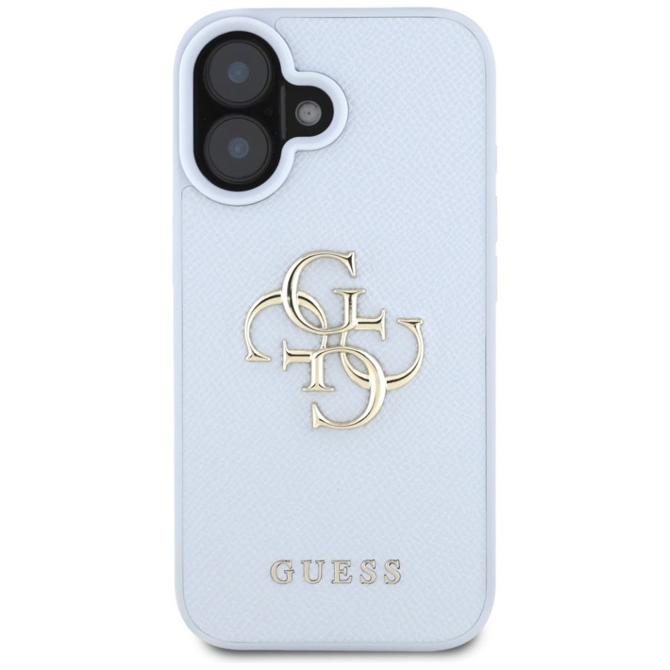 Husa pentru iPhone 16, Guess, Hardcase Grained Big 4G Logo Small Classic Logo, Protectie Slim, Albastru - 2 | YEO