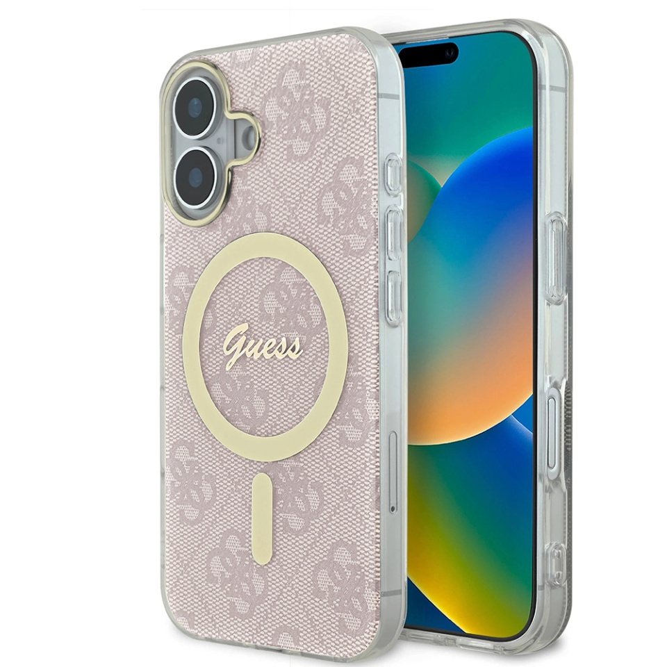 Husa pentru iPhone 16, IML 4G MagSafe, Guess - Roz