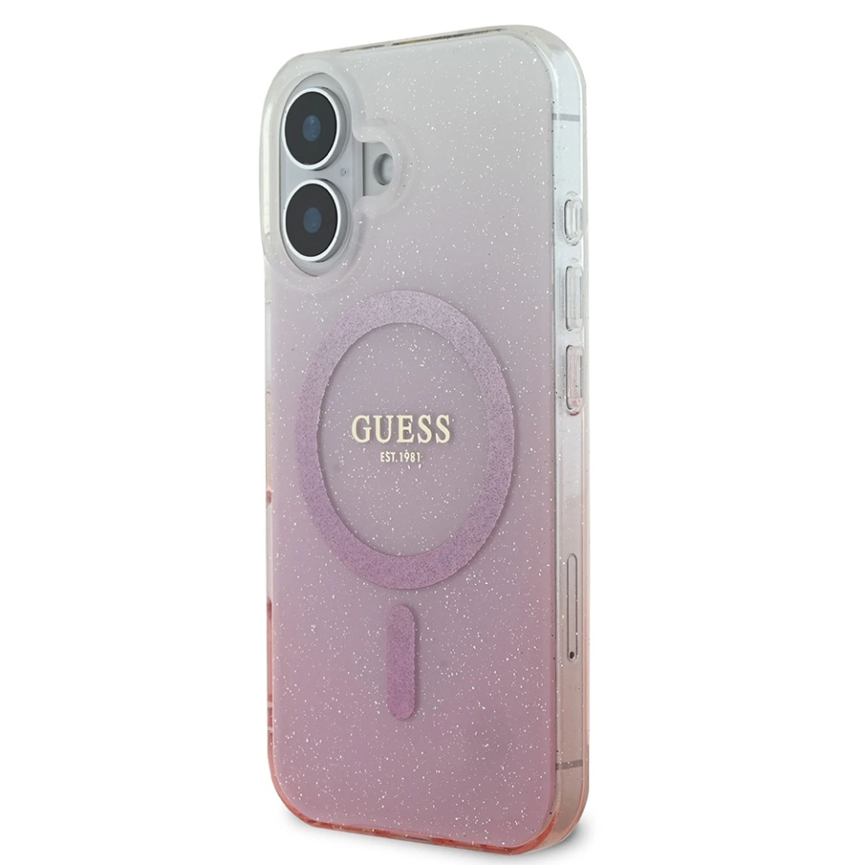 Husa pentru iPhone 16 IML Glitter Gradient MagSafe, Guess - Roz - 3 | YEO