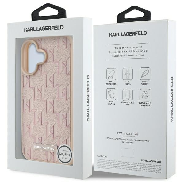 Husa pentru iPhone 16 Leather MagSafe, Karl Lagerfeld - Roz - 7
