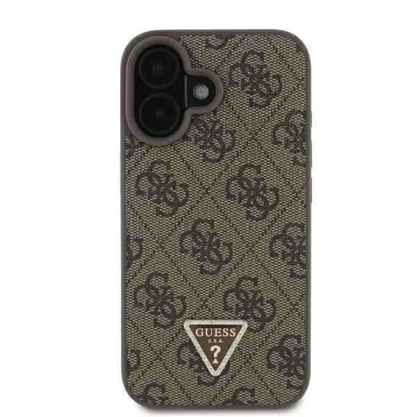 Husa pentru iPhone 16 Leather Metal Logo Strass Crossbody, Guess - Maro - 1 | YEO