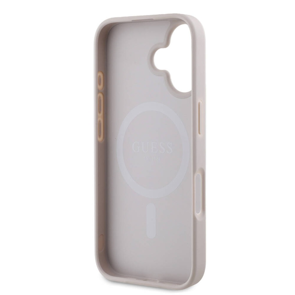 Husa pentru iPhone 16 Plus, Guess, Hardcase 4G Printed Stripes MagSafe, Roz - 6
