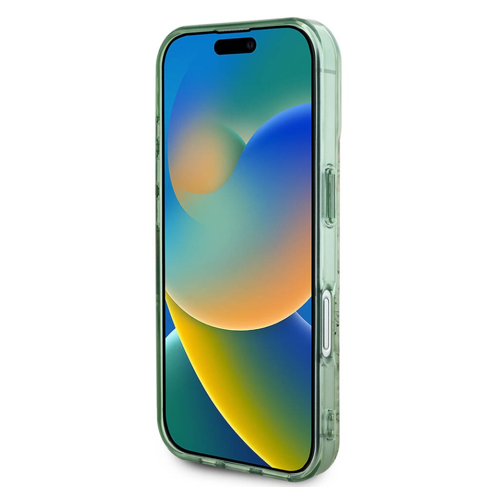 Husa pentru iPhone 16 Plus, IML Flower & Tonal Circle MagSafe, Guess - Verde - 1 | YEO