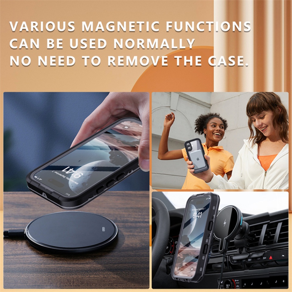 Husa pentru iPhone 16 Plus, ShellBox, Waterproof IP68 Case, Full Body, Protectie Totala, Anti-Soc, Rezistenta la Apa si Praful, Negru - 2 | YEO