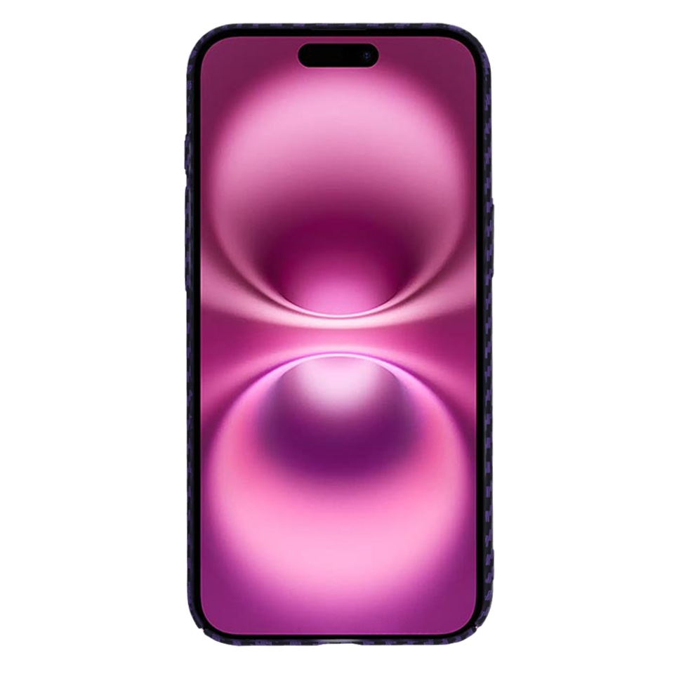 Husa pentru iPhone 16 Plus, SKYDDAR INNOVATION, textura carbon, Carbonite FiberShell, Mov, set cu sticker - 1 | YEO