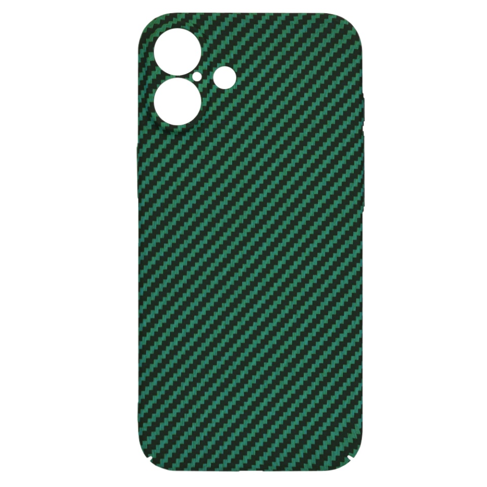 Husa pentru iPhone 16 Plus, SKYDDAR INNOVATION, textura carbon, Carbonite FiberShell, Verde, set cu sticker - 3 | YEO
