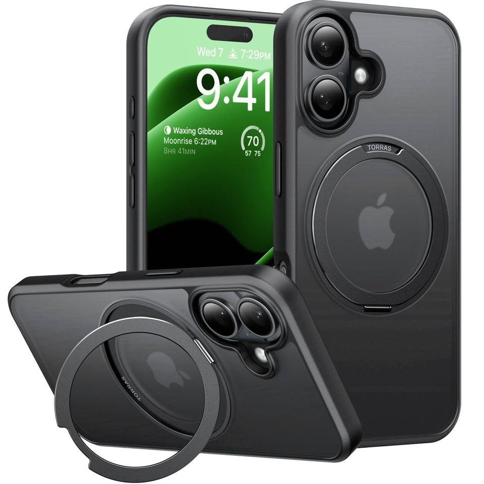 Husa pentru iPhone 16 Plus, Torras Ostand Pro MagSafe, Negru