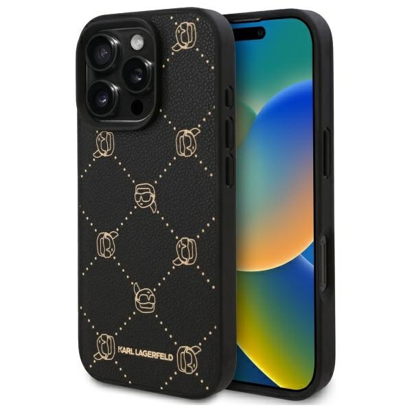 Husa pentru iPhone 16 Pro Leather MagSafe, Karl Lagerfeld - Negru