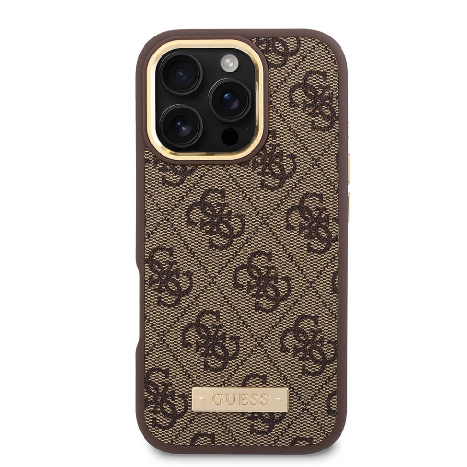 Husa pentru iPhone 16 Pro Max, Guess, Hardcase 4G Logo Plate MagSafe, Negru - 1 | YEO