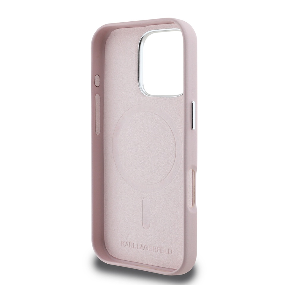 Husa pentru iPhone 16 Pro Max Leather MagSafe, Karl Lagerfeld - Roz - 1 | YEO