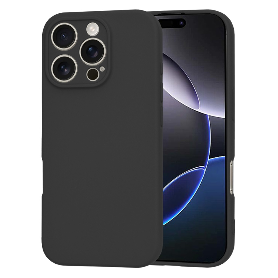 Husa pentru iPhone 16 Pro Max, SKYDDAR INNOVATION, din Silicon Catifelat, SoftElegance , Negru, set cu sticker