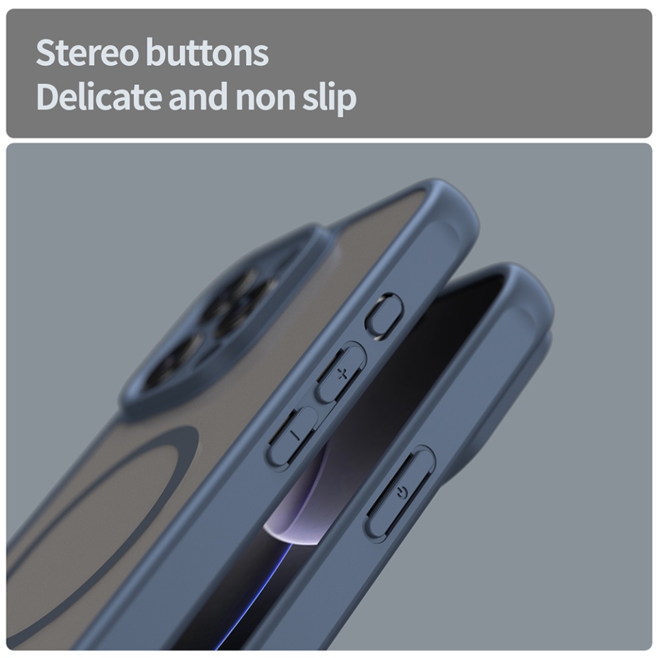 Husa pentru iPhone 16 Pro Max, SKYDDAR INNOVATION, HaloFrost MagSafe II, Antisoc, set cu sticker, Bleumarin - 3 | YEO