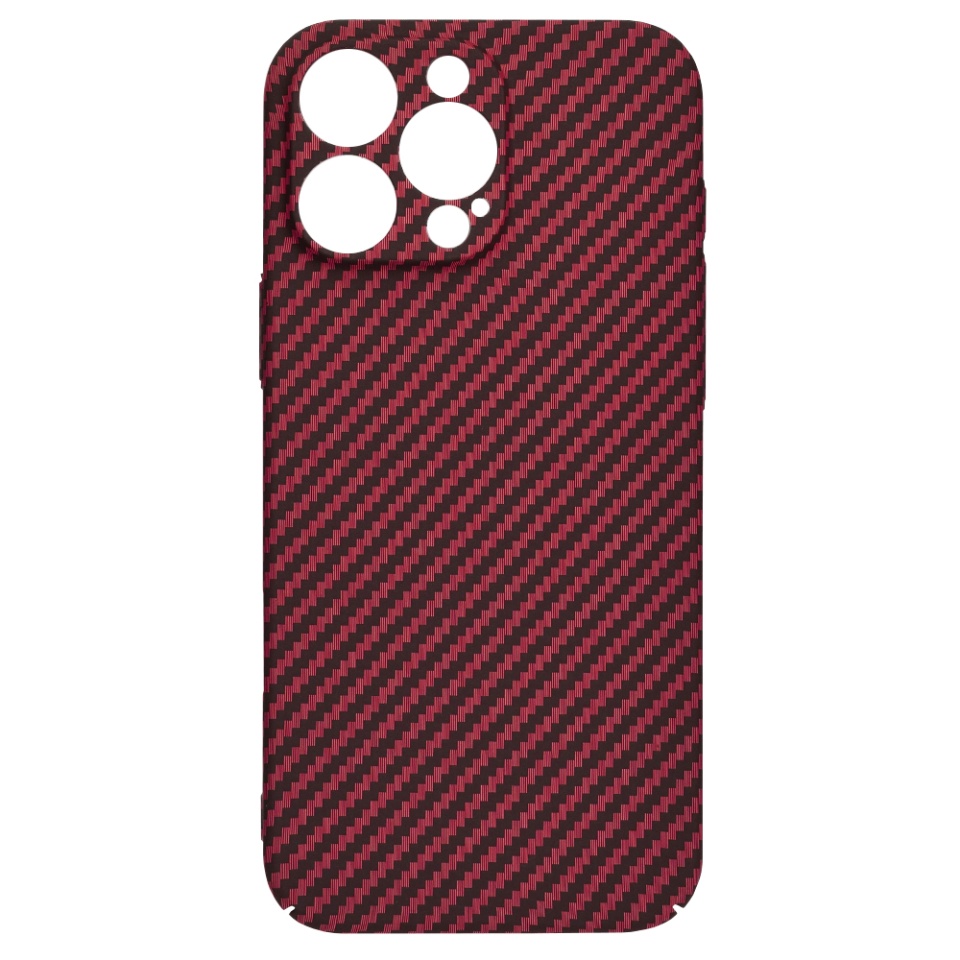 Husa pentru iPhone 16 Pro Max, SKYDDAR INNOVATION, textura carbon, Carbonite FiberShell, Rosu, set cu sticker - 3 | YEO