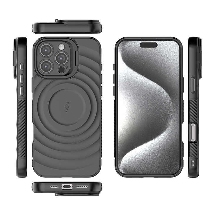 Husa pentru iPhone 16 Pro Max, SKYDDAR, Pulse Case Magsafe din Silicon, Negru - 2 | YEO