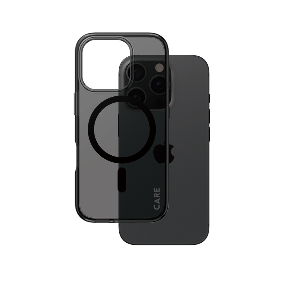 Husa pentru iPhone 16 Pro, PanzerGlass, CARE Flagship Urban Combat Black MagSafe, Anti-Soc 4.8m, Anti-Ingalbenire, Design Slim, Compatibila MagSafe, Fumuriu