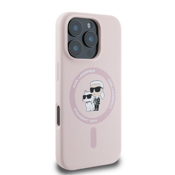 Husa pentru iPhone 16 Pro, Silicone MagSafe, Karl Lagerfeld - Roz - 2 | YEO