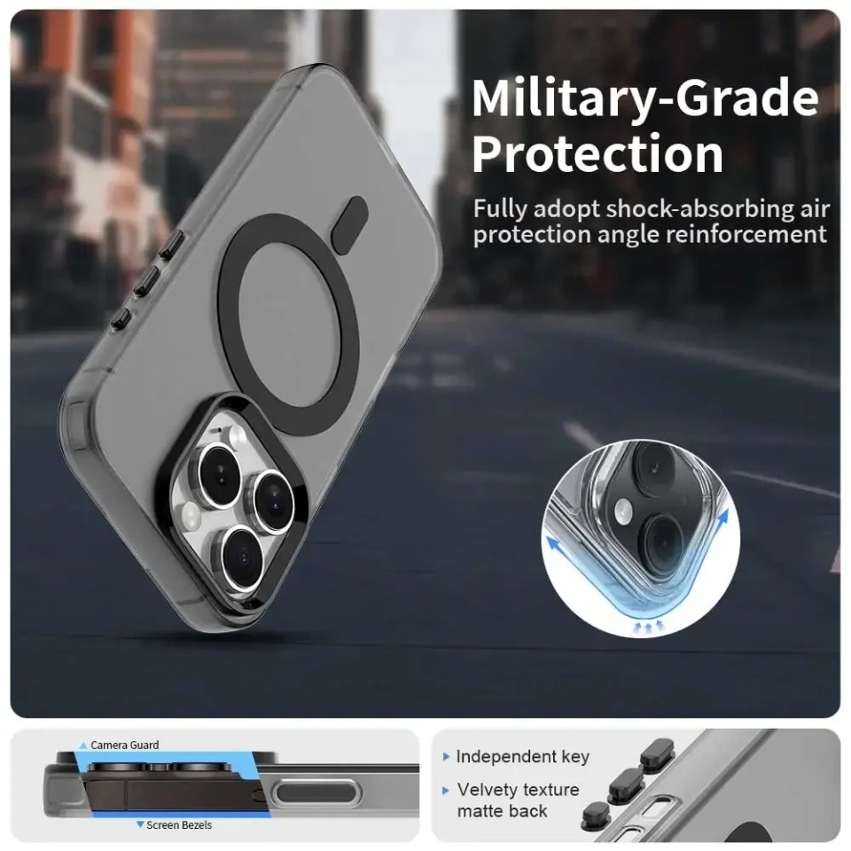 Husa pentru iPhone 16 Pro, SKYDDAR INOVATION, CandyCase, Magsafe, set cu sticker, Albastru - 3 | YEO