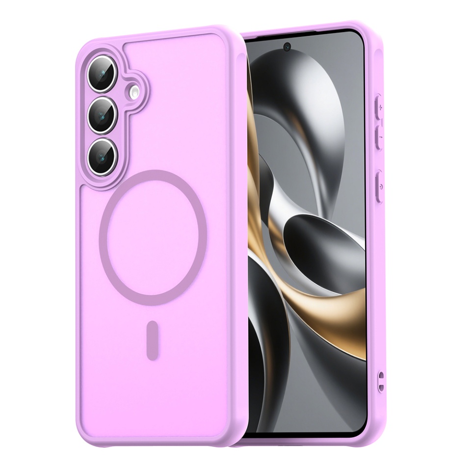 Husa pentru iPhone 16, SKYDDAR INNOVATION, HaloFrost MagSafe II, Antisoc, set cu sticker, Roz