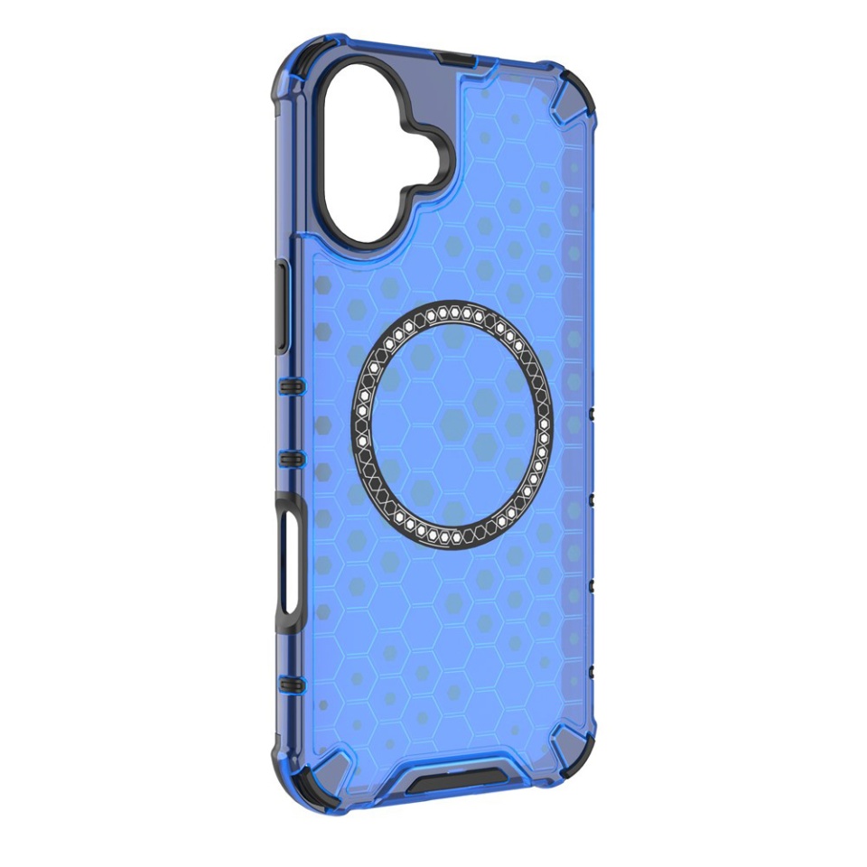 Husa pentru iPhone 16, SKYDDAR INNOVATION, HoneyComb Shield MagSafe, Antisoc, set cu sticker, Albastru - 2 | YEO
