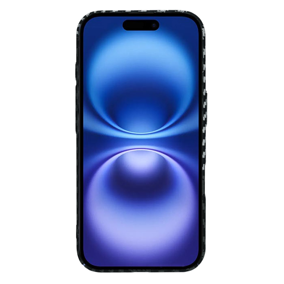 Husa pentru iPhone 16, SKYDDAR INNOVATION, textura carbon, Carbonite FiberShell, Gri, set cu sticker - 1 | YEO