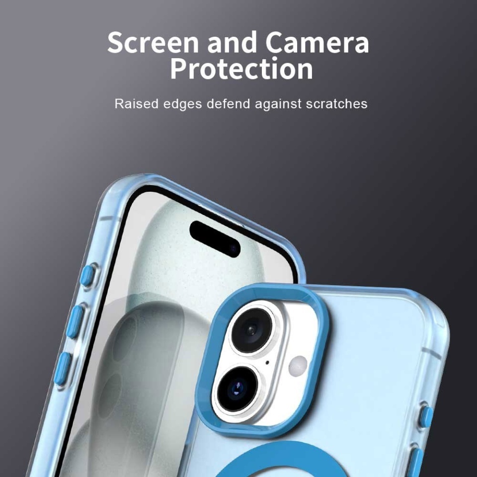 Husa pentru iPhone 16, SKYDDAR INOVATION, CandyCase, Magsafe, set cu sticker, Albastru - 3 | YEO
