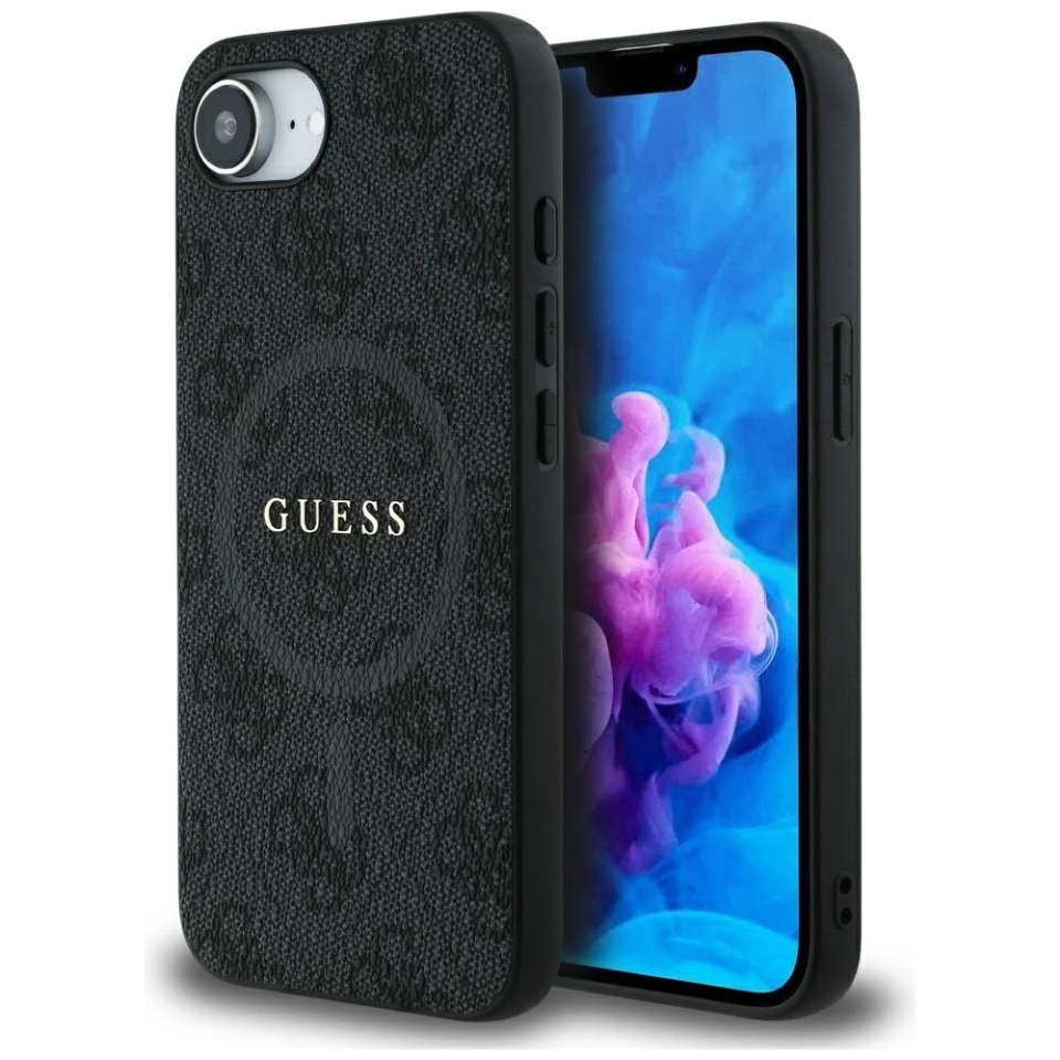 Husa pentru iPhone 16e, 4G Collection Leather MagSafe, Guess - Negru