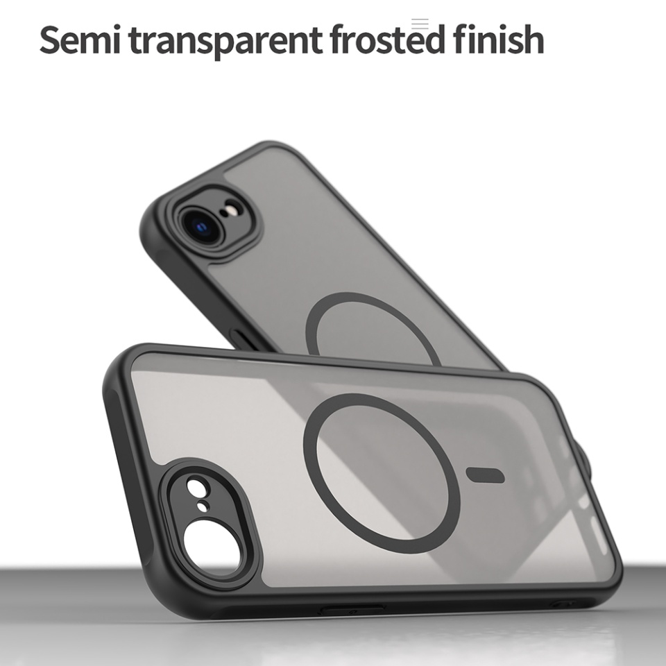 Husa pentru iPhone 16e, SKYDDAR INNOVATION, HaloFrost MagSafe II, Antisoc, set cu sticker, Negru - 2 | YEO