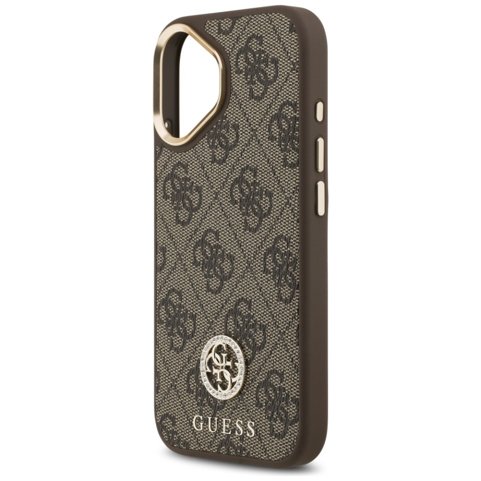 Husa pentru iPhone 17, 4G Strass Logo with Big Strap Metal Button MagSafe, Protectie Slim, Maro - 2 | YEO