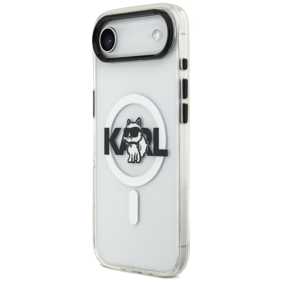 Husa pentru iPhone 17 Air, IML Glitter K&C Heads Logo MagSafe, Clear Mono Karl&Choupette - 2 | YEO