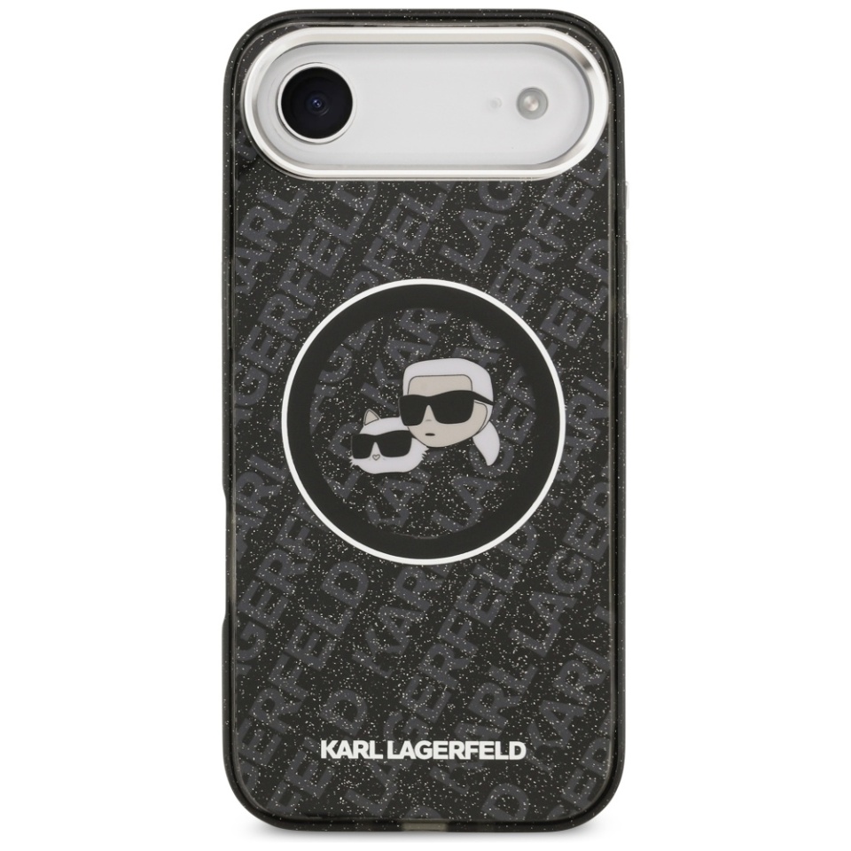 Husa pentru iPhone 17 Air, IML Glitter K&C Heads Logo MagSafe, Clear Mono Karl&Choupette - 2 | YEO