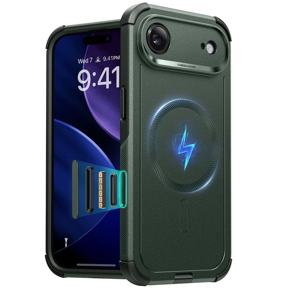 Husa pentru iPhone 17 Air, Magsafe, ESR Cyber Halolock, Verde