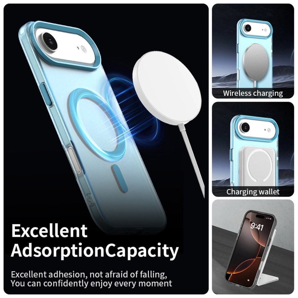 Husa pentru iPhone 17 Air, SKYDDAR INOVATION, CandyCase, Magsafe, set cu sticker, Albastru - 3 | YEO