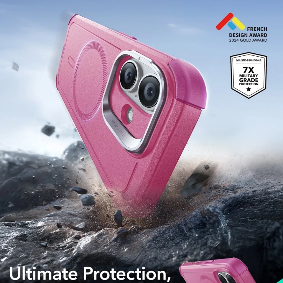 Husa pentru iPhone 17, ESR Cyber Armor Kickstand, Roz - 1 | YEO