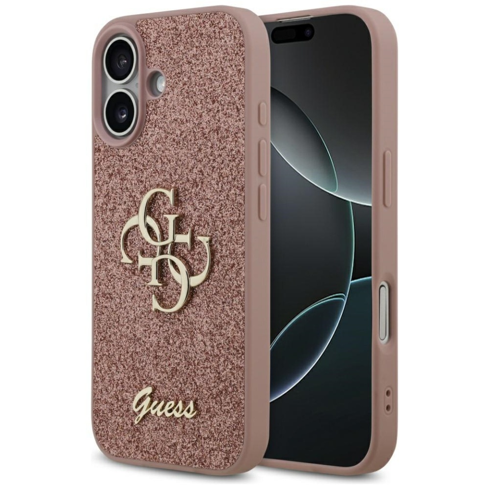 Husa pentru iPhone 17, Glitter Fixed Big 4G, Protectie Slim, Guess, Roz